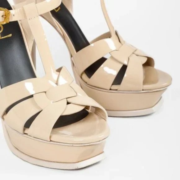 Saint Laurent Nude Patent Leather Tribute 105 Platform Sandal - Picture 6 of 12